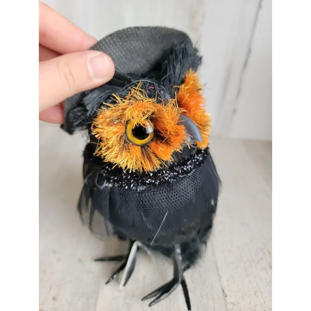 Pier 1‎ black glitter witch owl Halloween home decor prop unique